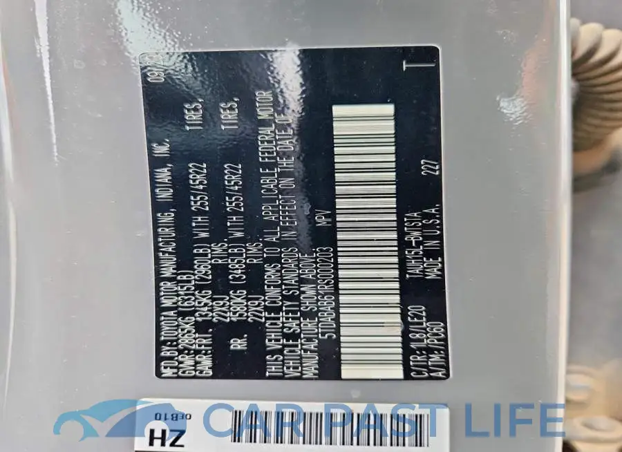 5TDABAB61RS000203# 13