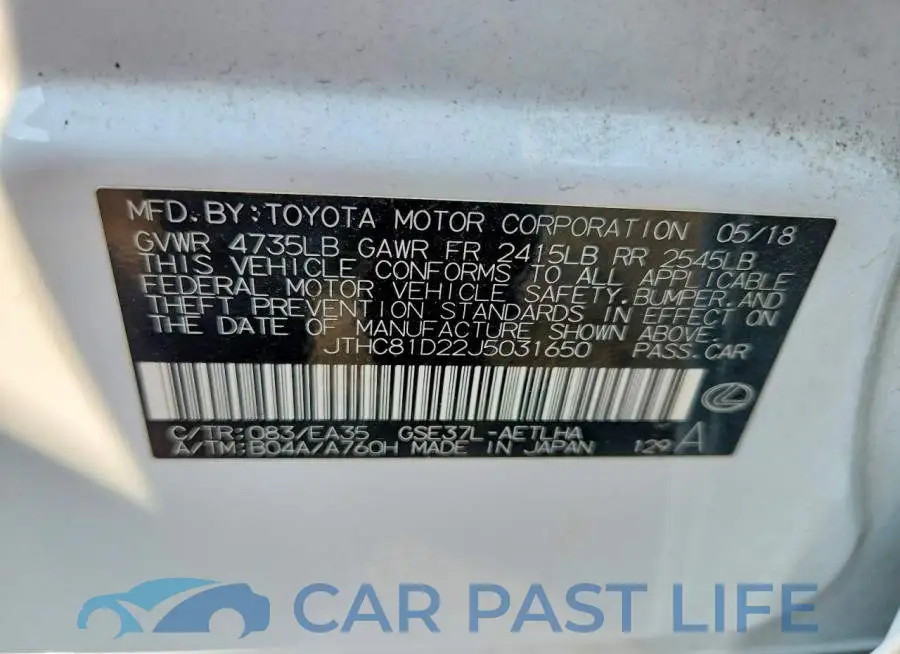 JTHC81D22J5031650# 12