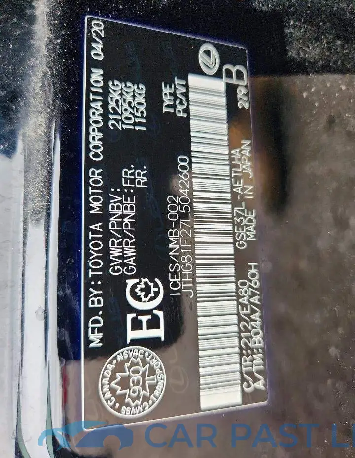 JTHG81F27L5042600# 13