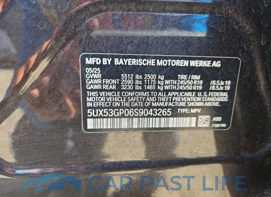 5UX53GP06S9043265# 12