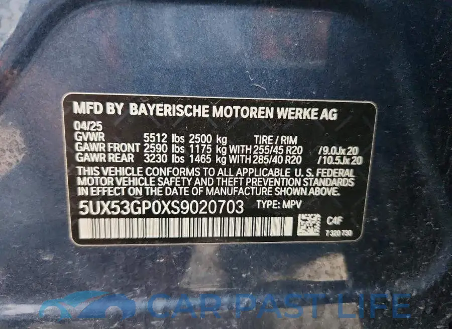 5UX53GP0XS9020703# 13