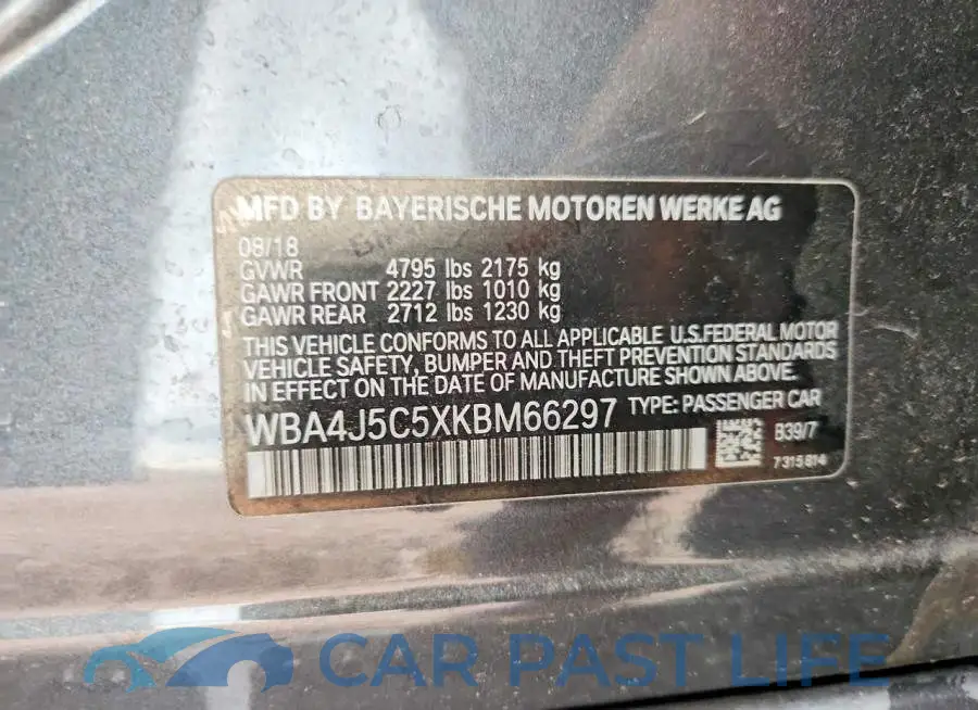 WBA4J5C5XKBM66297# 12