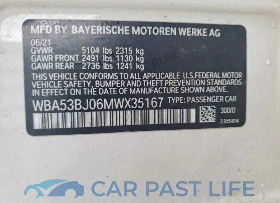WBA53BJ06MWX35167# 12