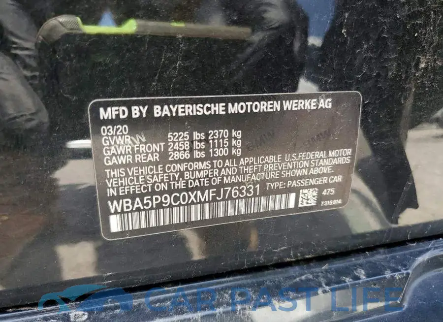 WBA5P9C0XMFJ76331# 12