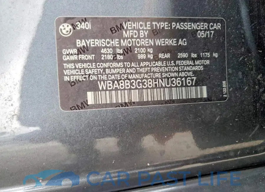 WBA8B3G38HNU36167# 12