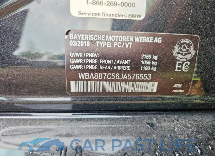 WBA8B7C56JA576553# 12