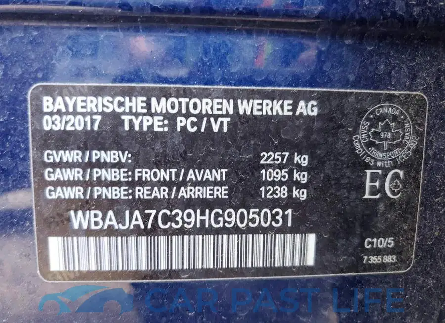 WBAJA7C39HG905031# 12