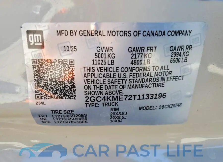 2GC4KME72T1133196# 12