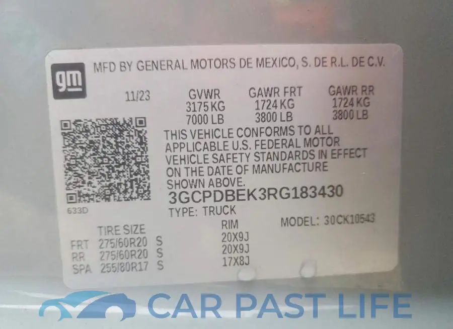 3GCPDBEK3RG183430# 13