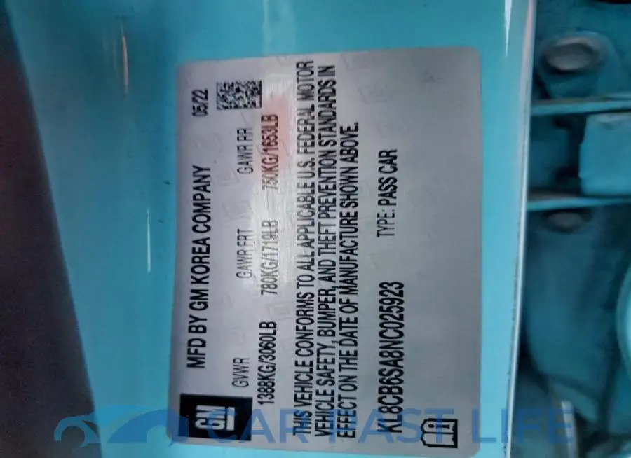 KL8CB6SA8NC025923# 12