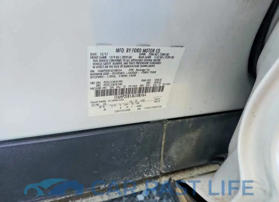 1FAHP2E81JG108764# 12