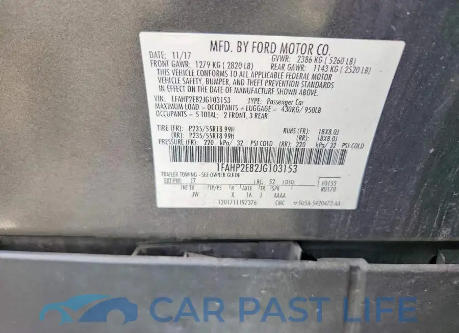 1FAHP2E82JG103153# 12