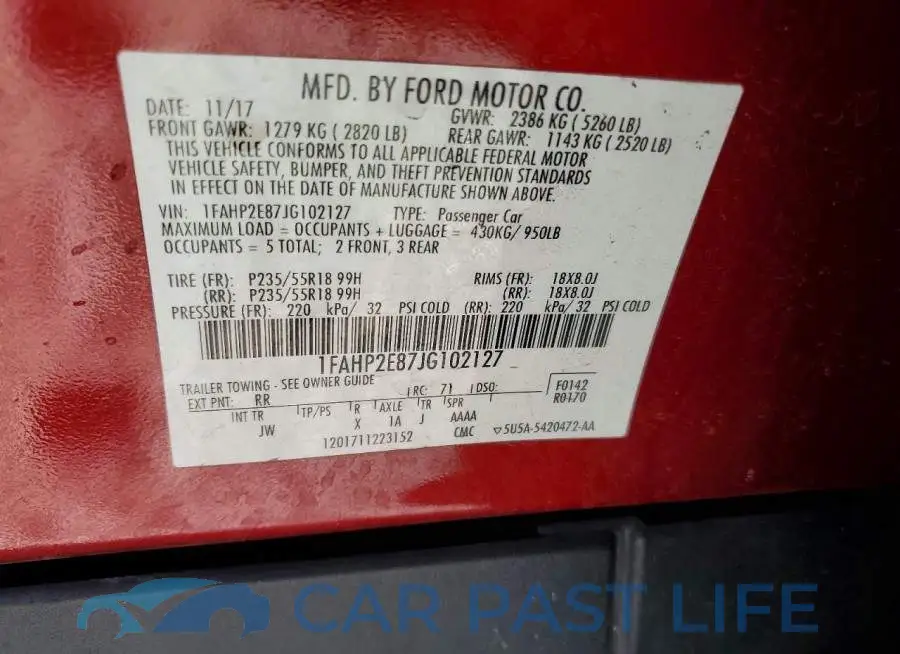 1FAHP2E87JG102127# 12