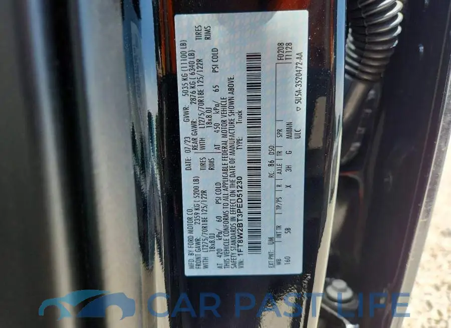 1FT8W2BT3PED51230# 12