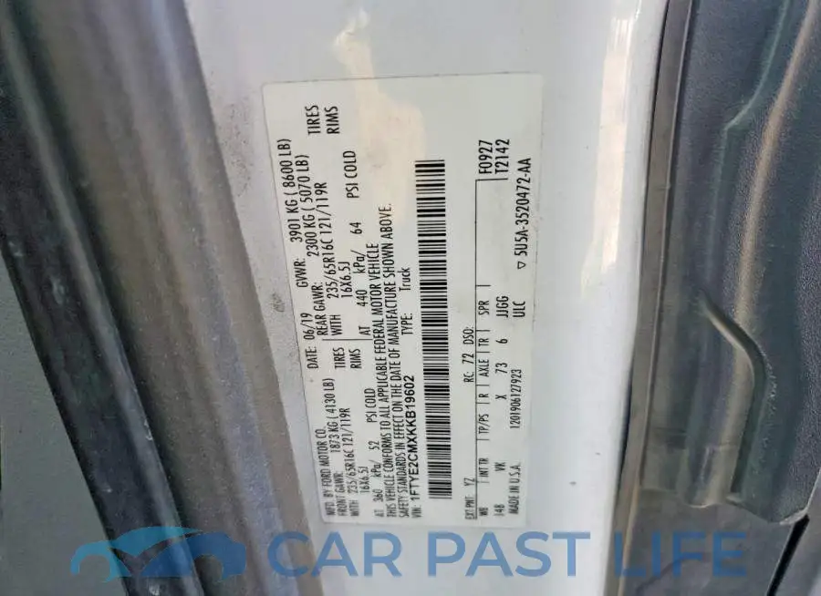 1FTYE2CMXKKB19602# 13