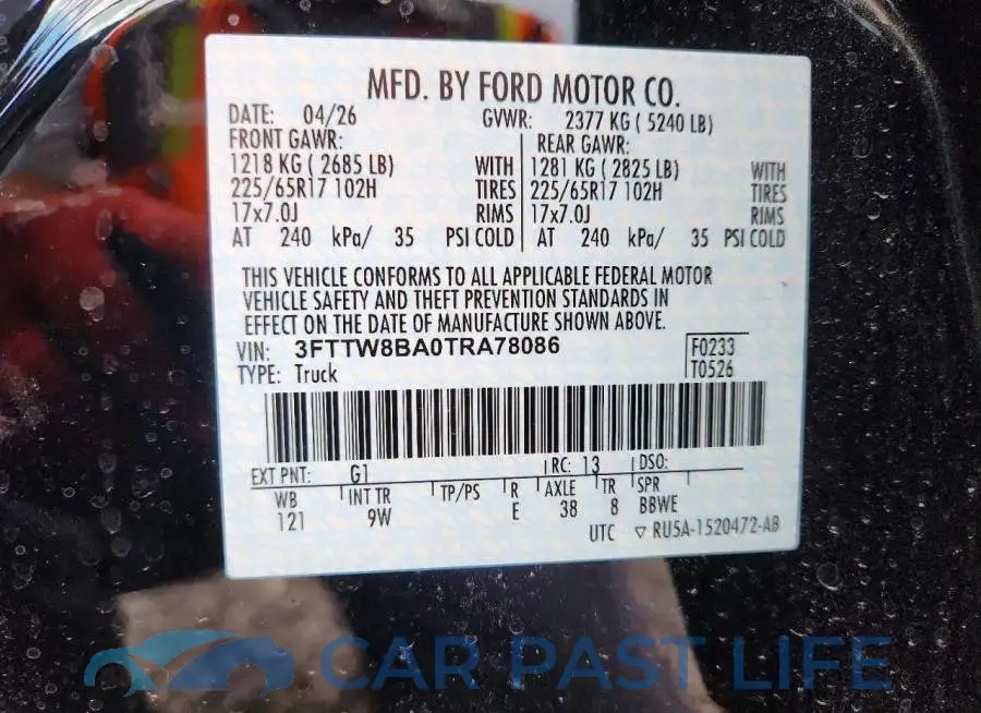 3FTTW8BA0TRA78086# 13