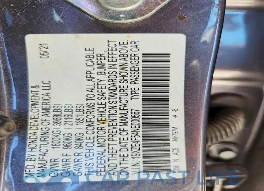 19XZE4F54NE000567# 12