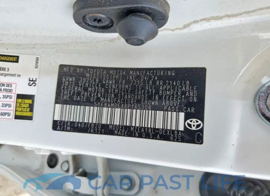 5YFB4MDEXRP165308# 12