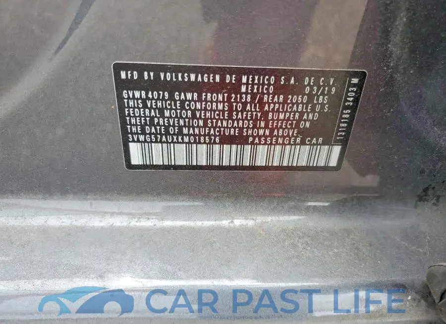 3VWG57AUXKM018576# 12