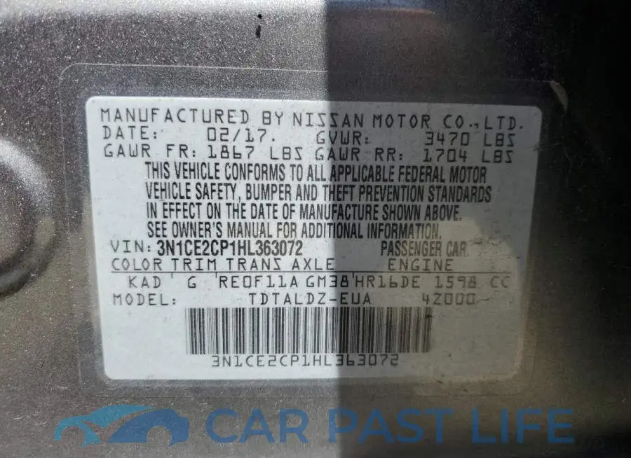 3N1CE2CP1HL363072# 12