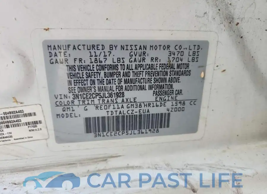 3N1CE2CP5JL361928# 12