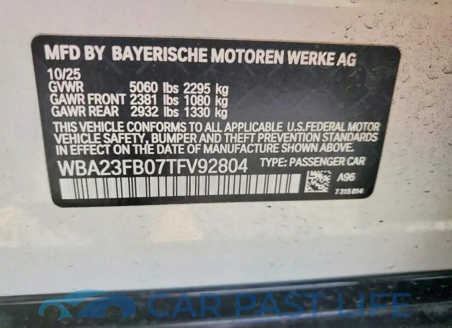 WBA23FB07TFV92804# 13