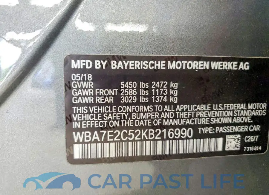 WBA7E2C52KB216990# 12
