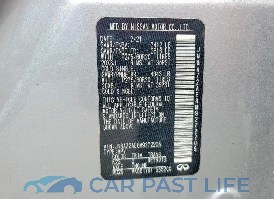 JN8AZ2AE8M9272205# 14