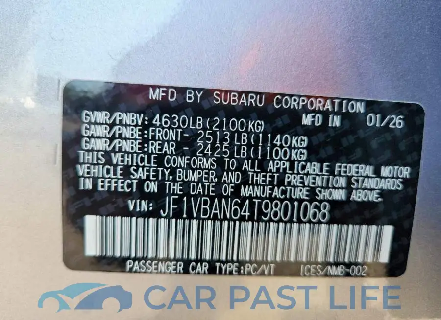 JF1VBAN64T9801068# 12
