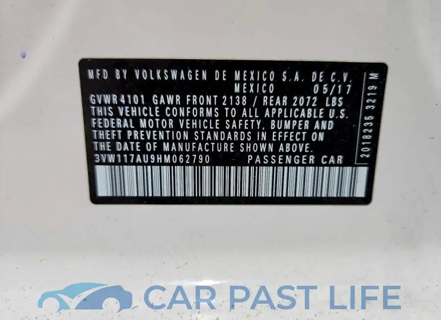 3VW117AU9HM062790# 13