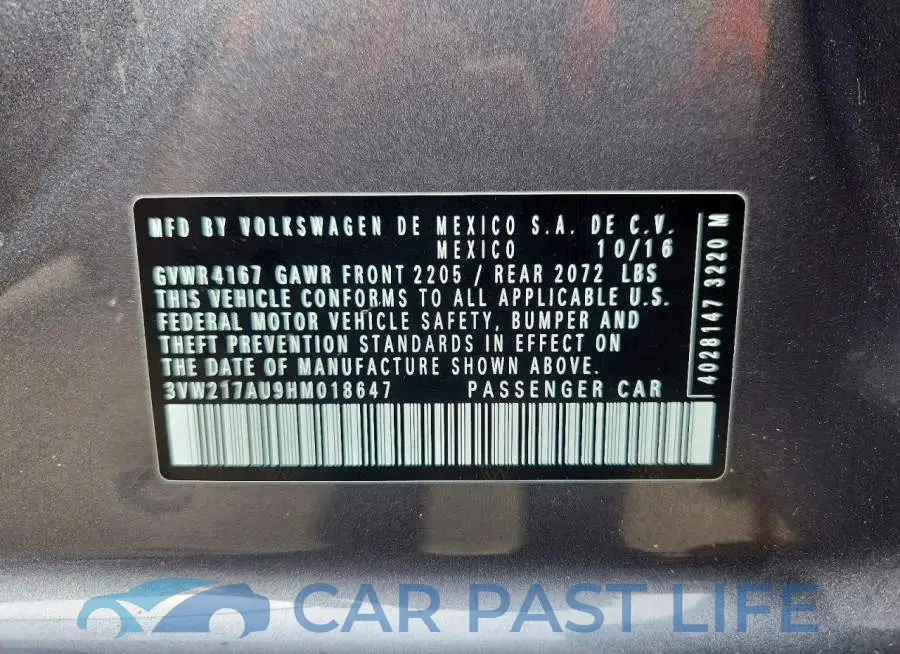 3VW217AU9HM018647# 13