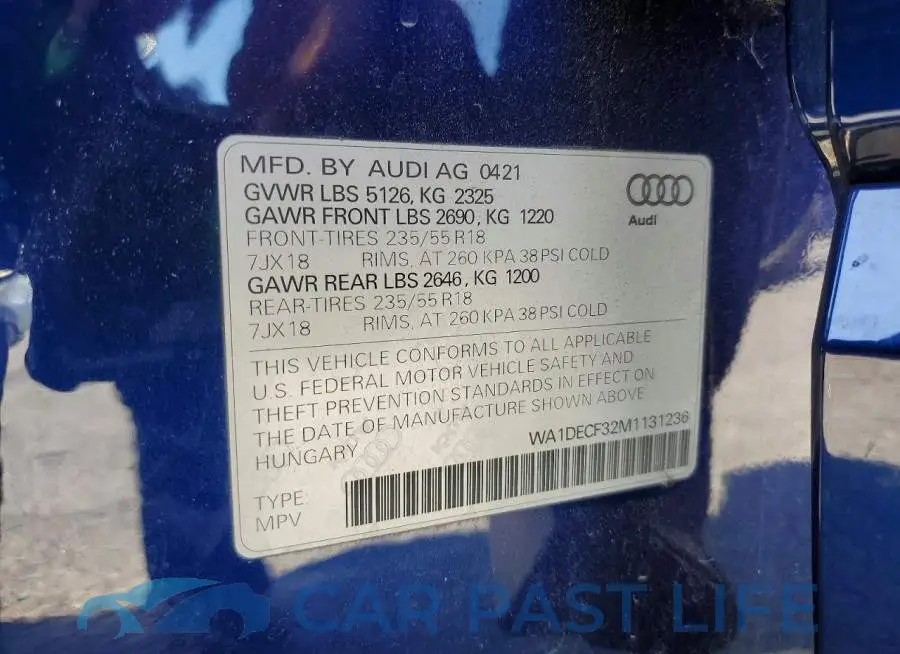 WA1DECF32M1131236# 13