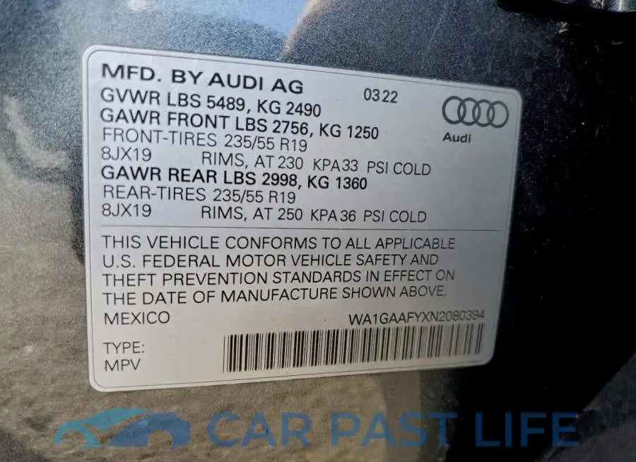 WA1GAAFYXN2080394# 13