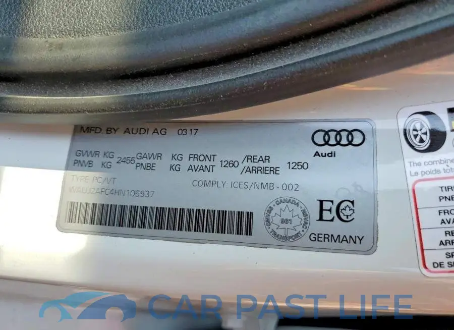 WAUJ2AFC4HN106937# 12