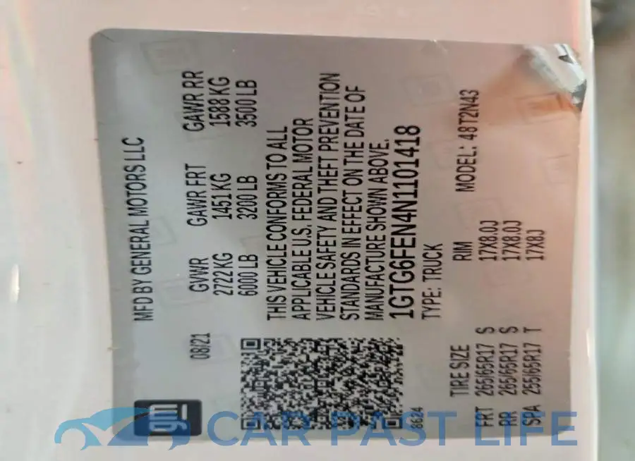 1GTG6FEN4N1101418# 12