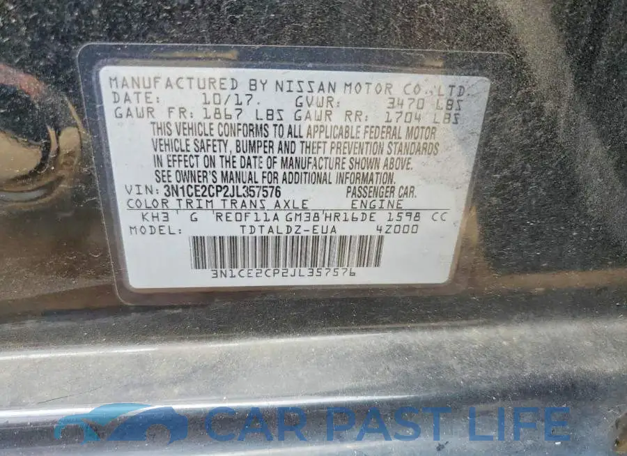 3N1CE2CP2JL357576# 12