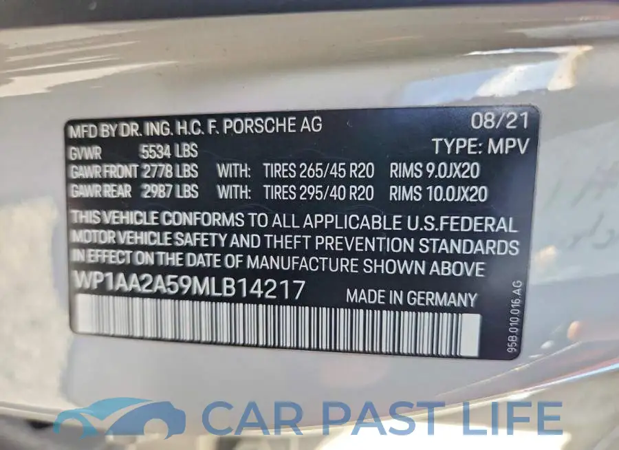WP1AA2A59MLB14217# 13