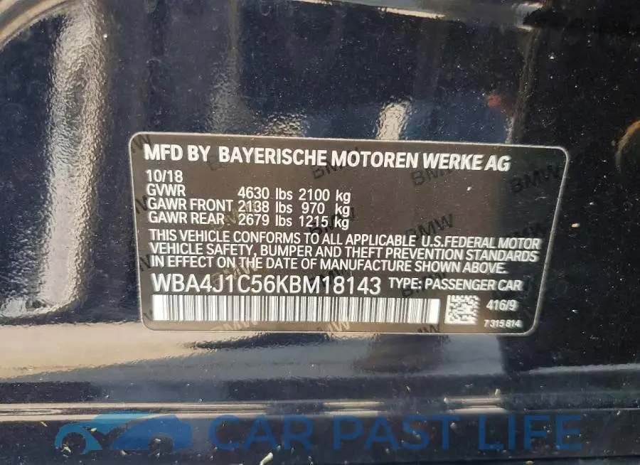 WBA4J1C56KBM18143# 12
