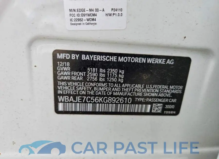 WBAJE7C56KG892610# 12