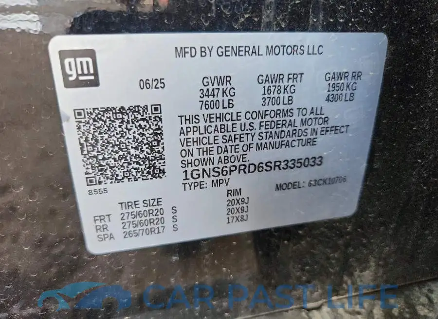 1GNS6PRD6SR335033# 13