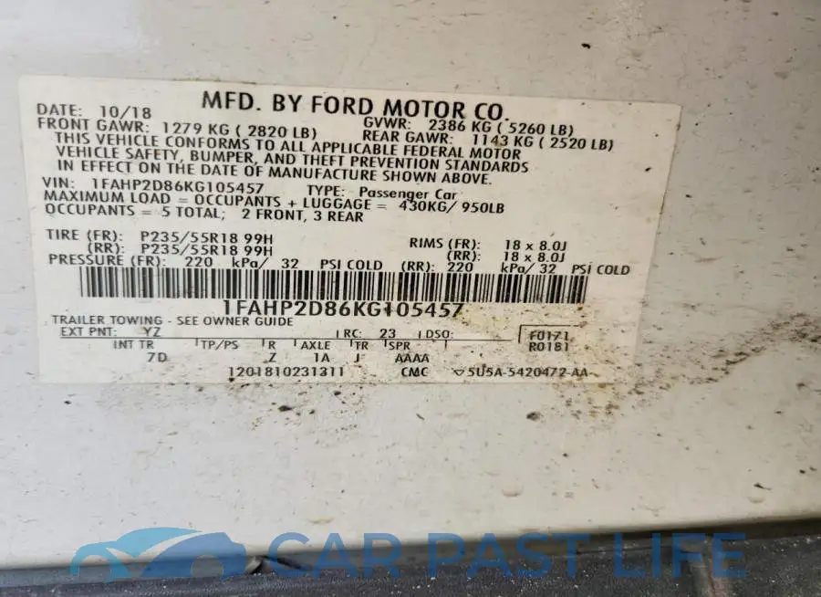 1FAHP2D86KG105457# 12