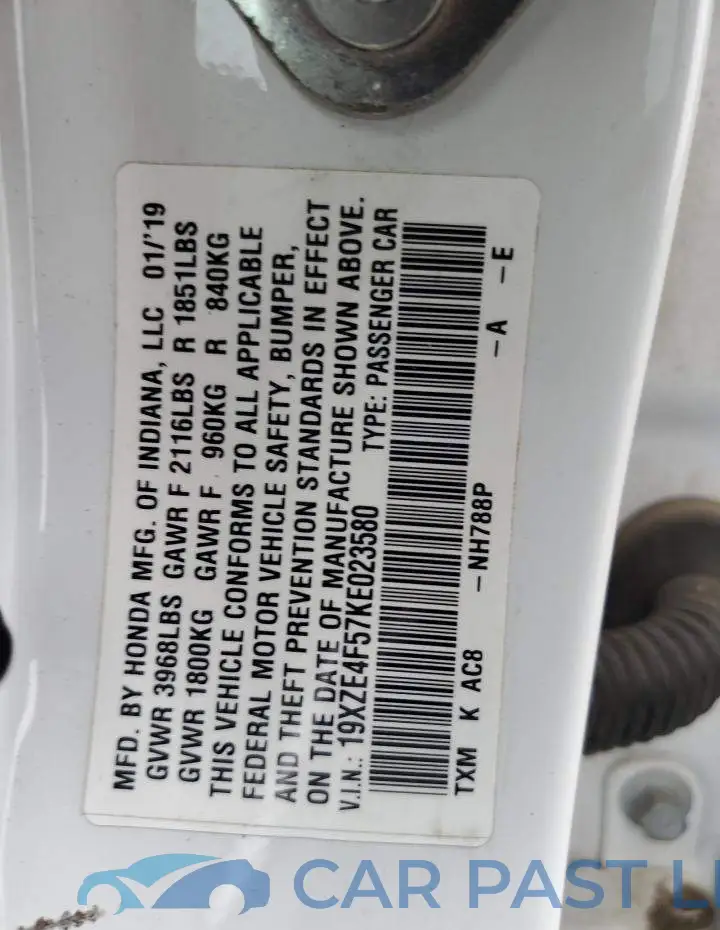 19XZE4F57KE023580# 12