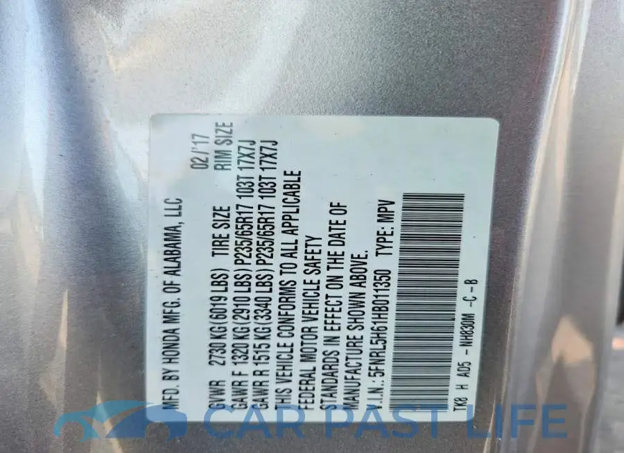 5FNRL5H61HB011350# 13