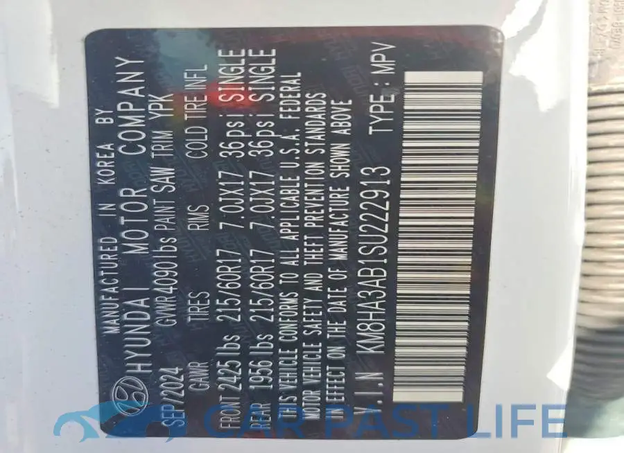 KM8HA3AB1SU222913# 13