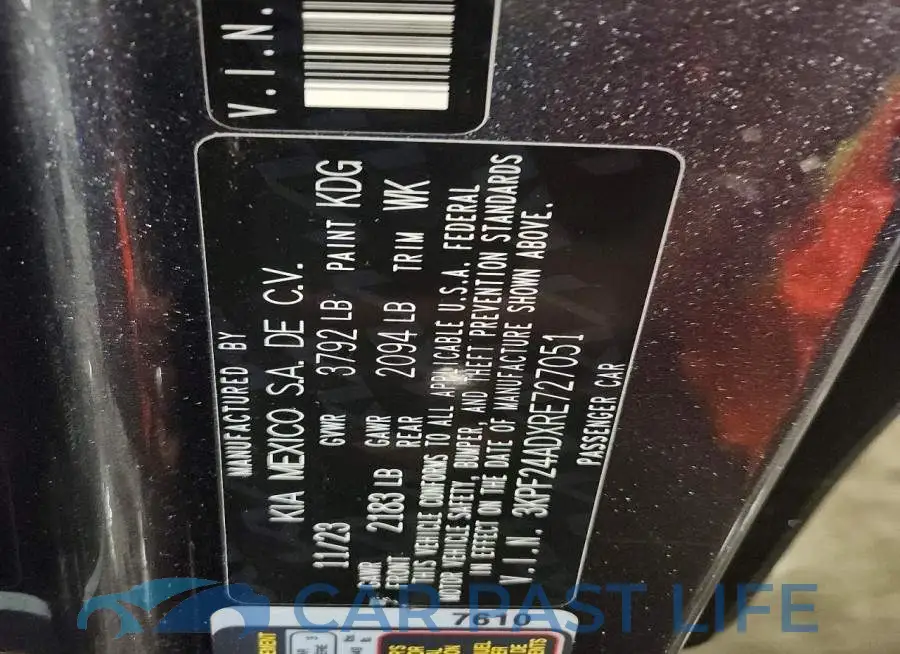 3KPF24ADXRE727051# 13