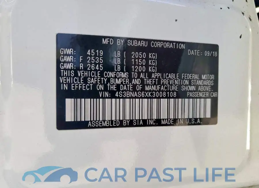 4S3BNAS6XK3008108# 12