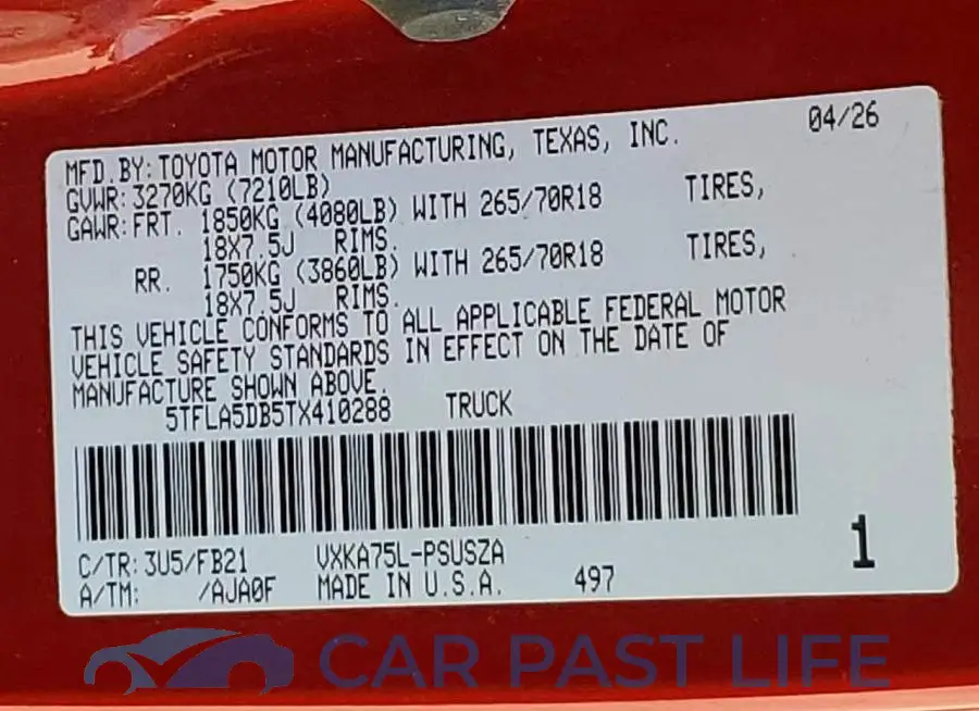 5TFLA5DB5TX410288# 12