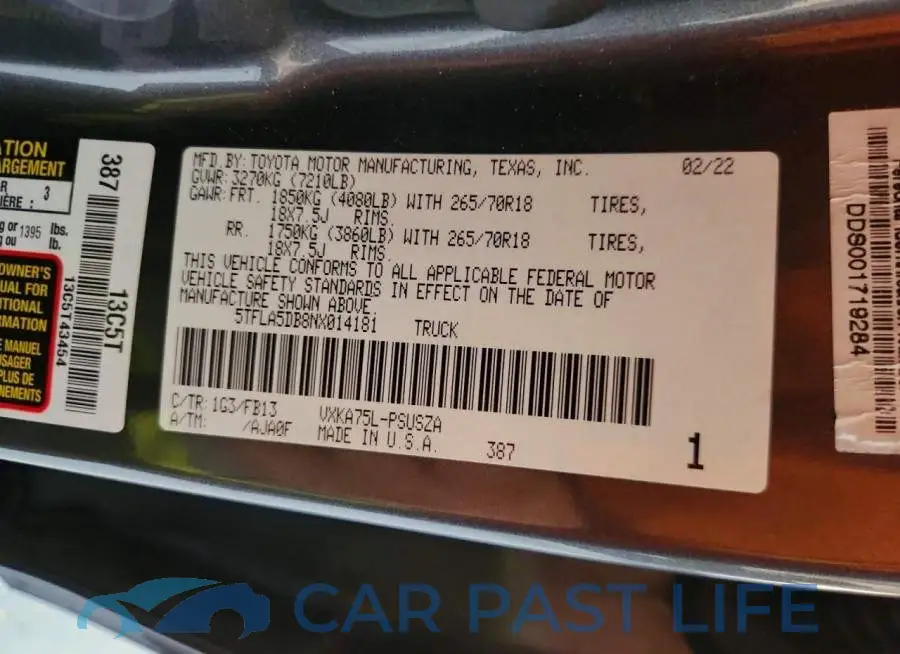 5TFLA5DB8NX014181# 12