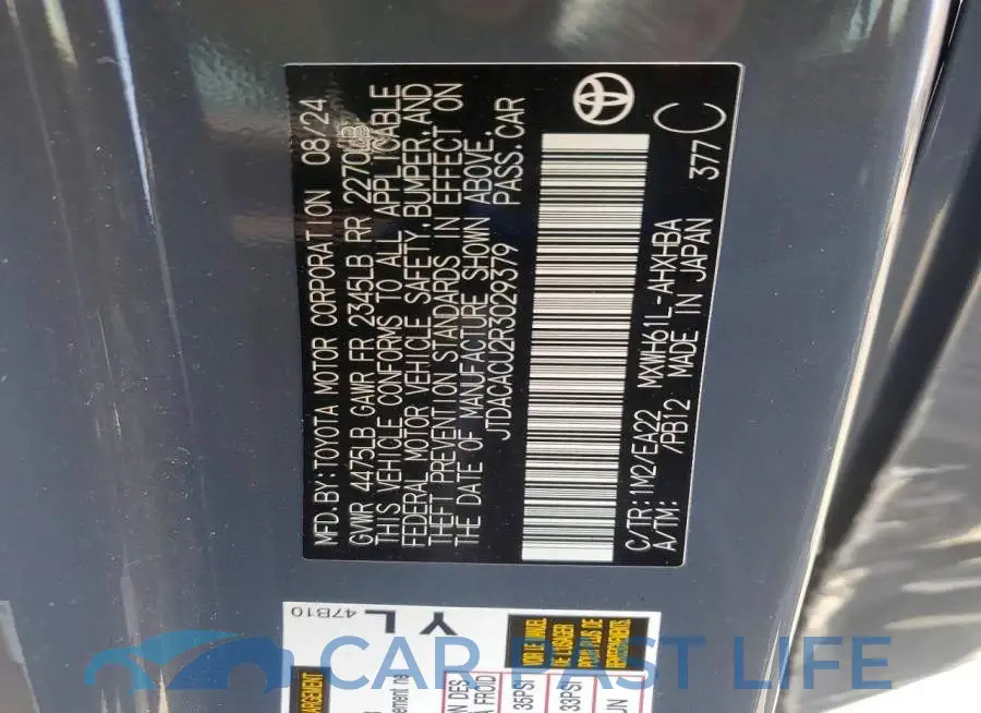 JTDACACU2R3029379# 12