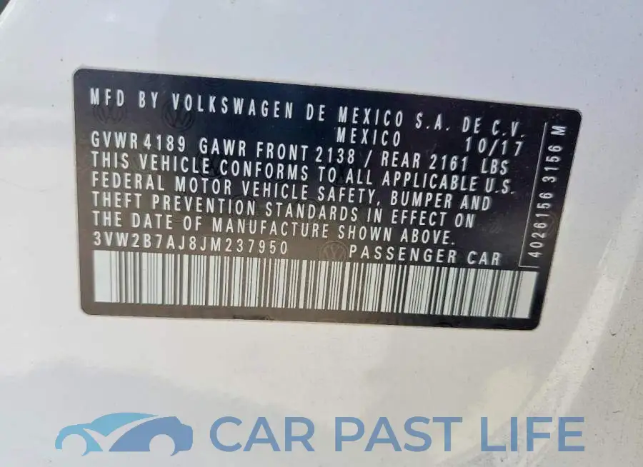 3VW2B7AJ8JM237950# 12